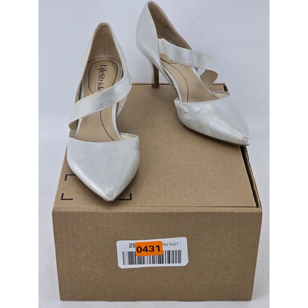 LifeStride Suki Pumps Womens 6.5W Silver Metallic Pointed Toe Heels - Excellent